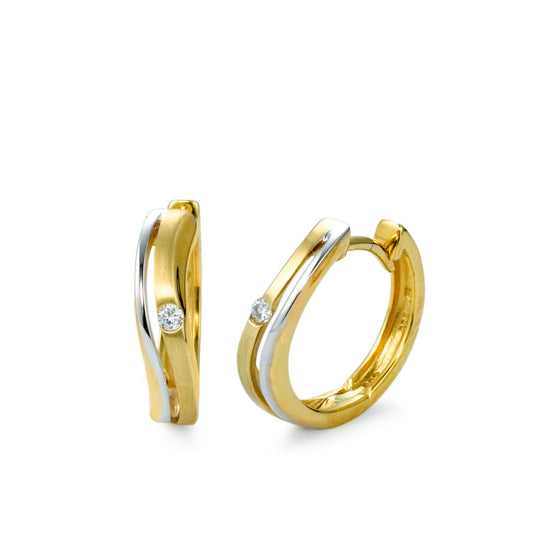 Hinged hoop 9k Yellow Gold, 9k White Gold Diamond 0.04 ct, 2 Stones, w-si