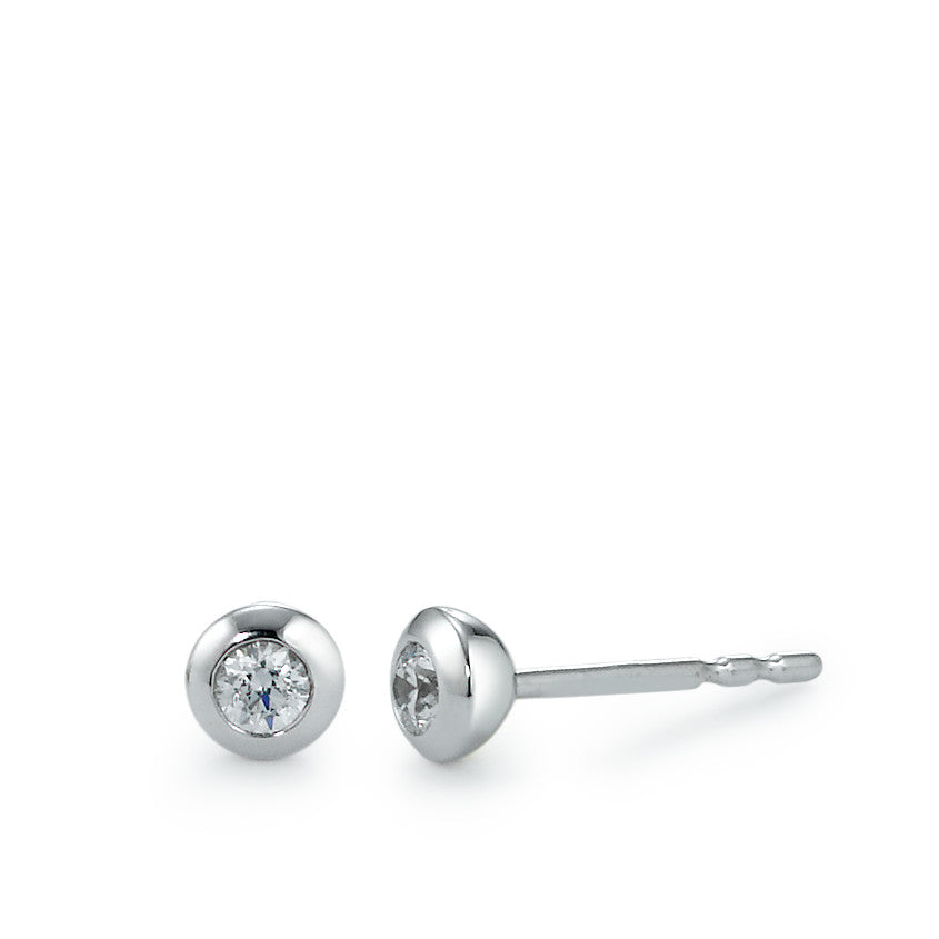 Stud earrings 9k White Gold Zirconia 2 Stones Ø4 mm