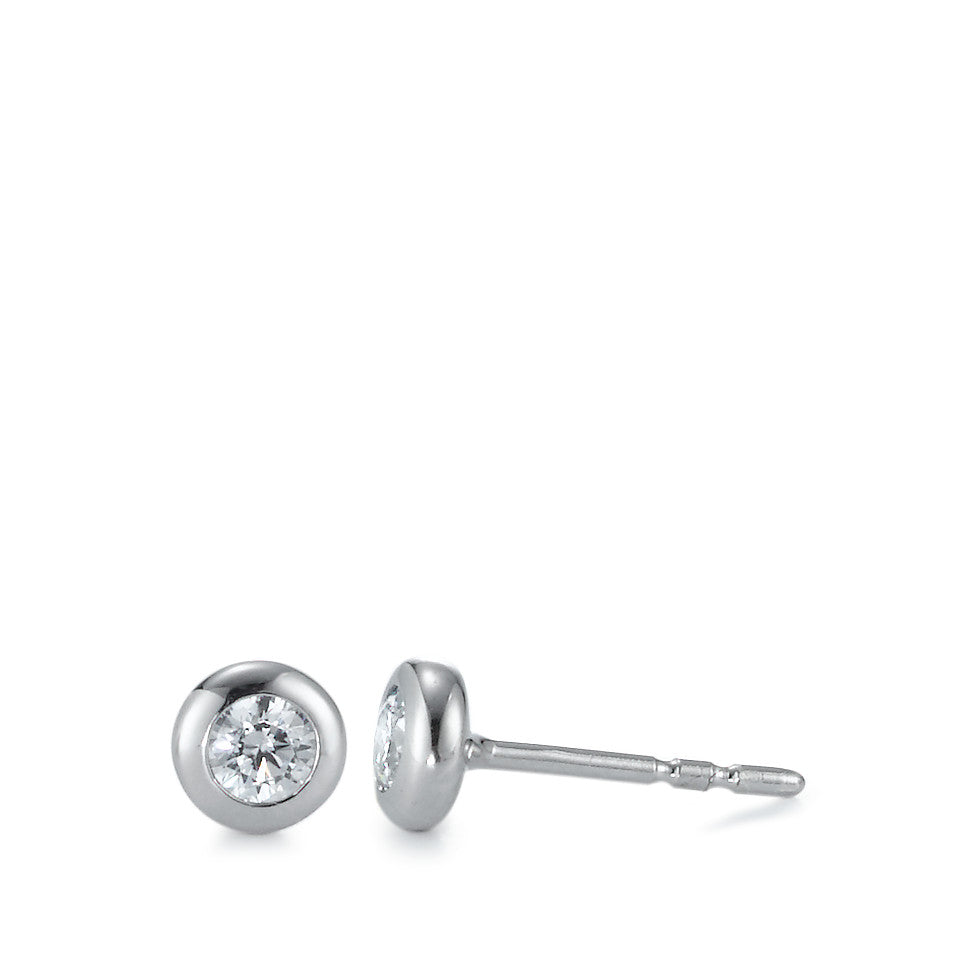 Stud earrings 9k White Gold Zirconia 2 Stones Ø5 mm