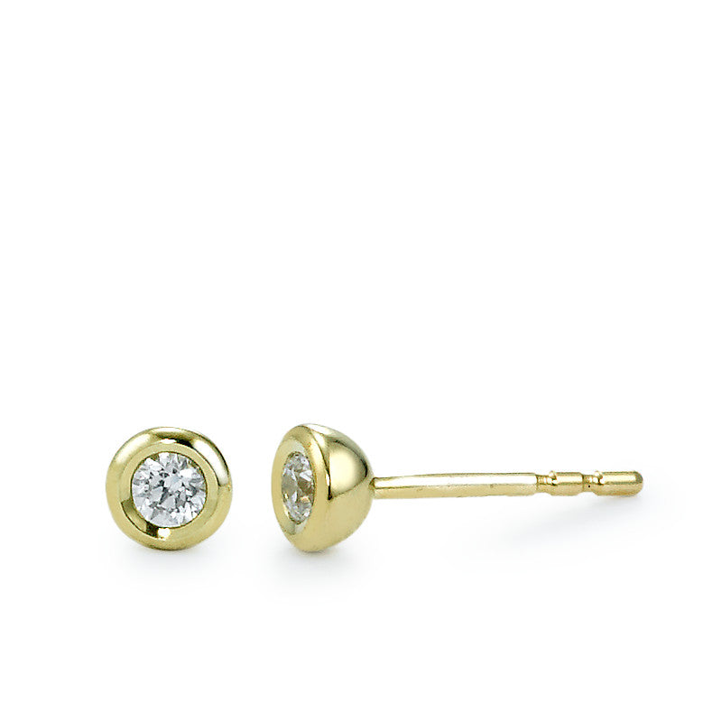 Stud earrings 9k Yellow Gold Zirconia 2 Stones Ø4 mm