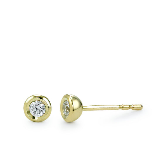 Stud earrings 9k Yellow Gold Zirconia 2 Stones Ø4 mm