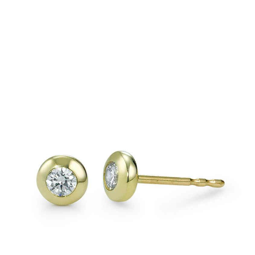 Stud earrings 9k Yellow Gold Zirconia 2 Stones Ø5 mm