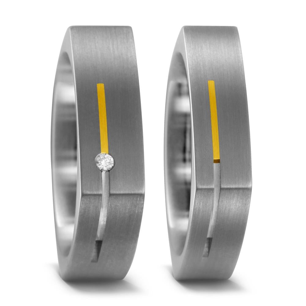 Wedding Ring Titanium, 18k Yellow Gold