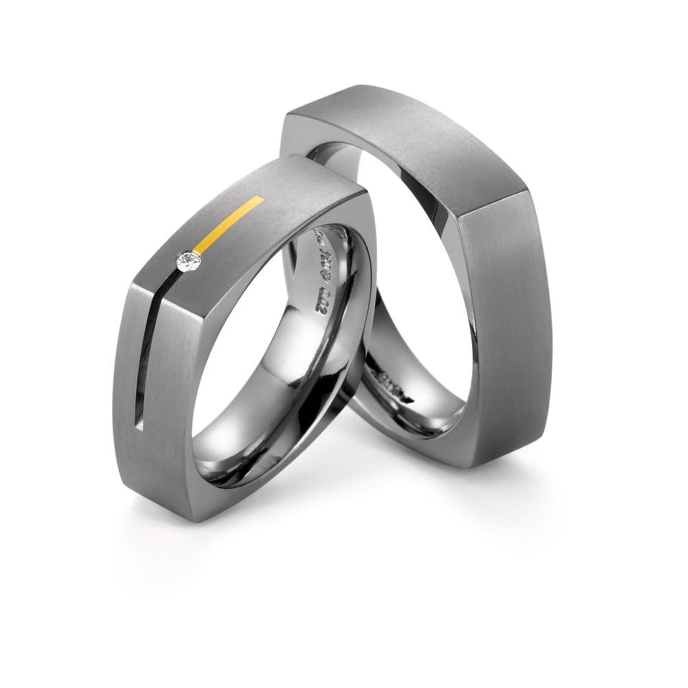 Wedding Ring Titanium, 18k Yellow Gold