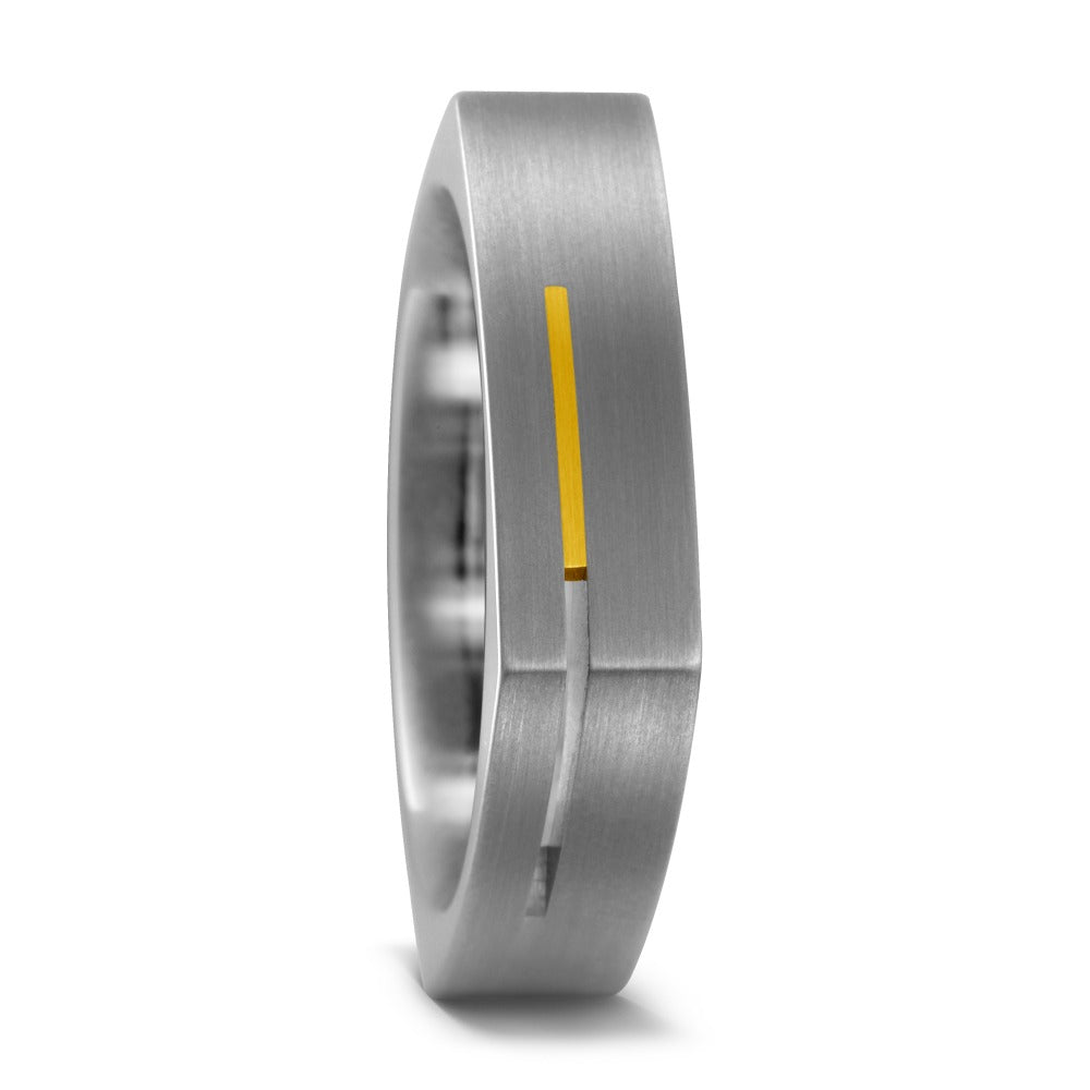 Wedding Ring Titanium, 18k Yellow Gold