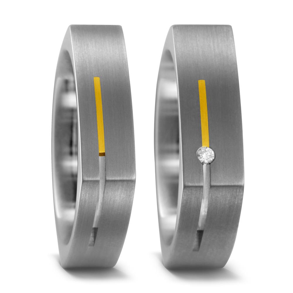 Wedding Ring Titanium, 18k Yellow Gold