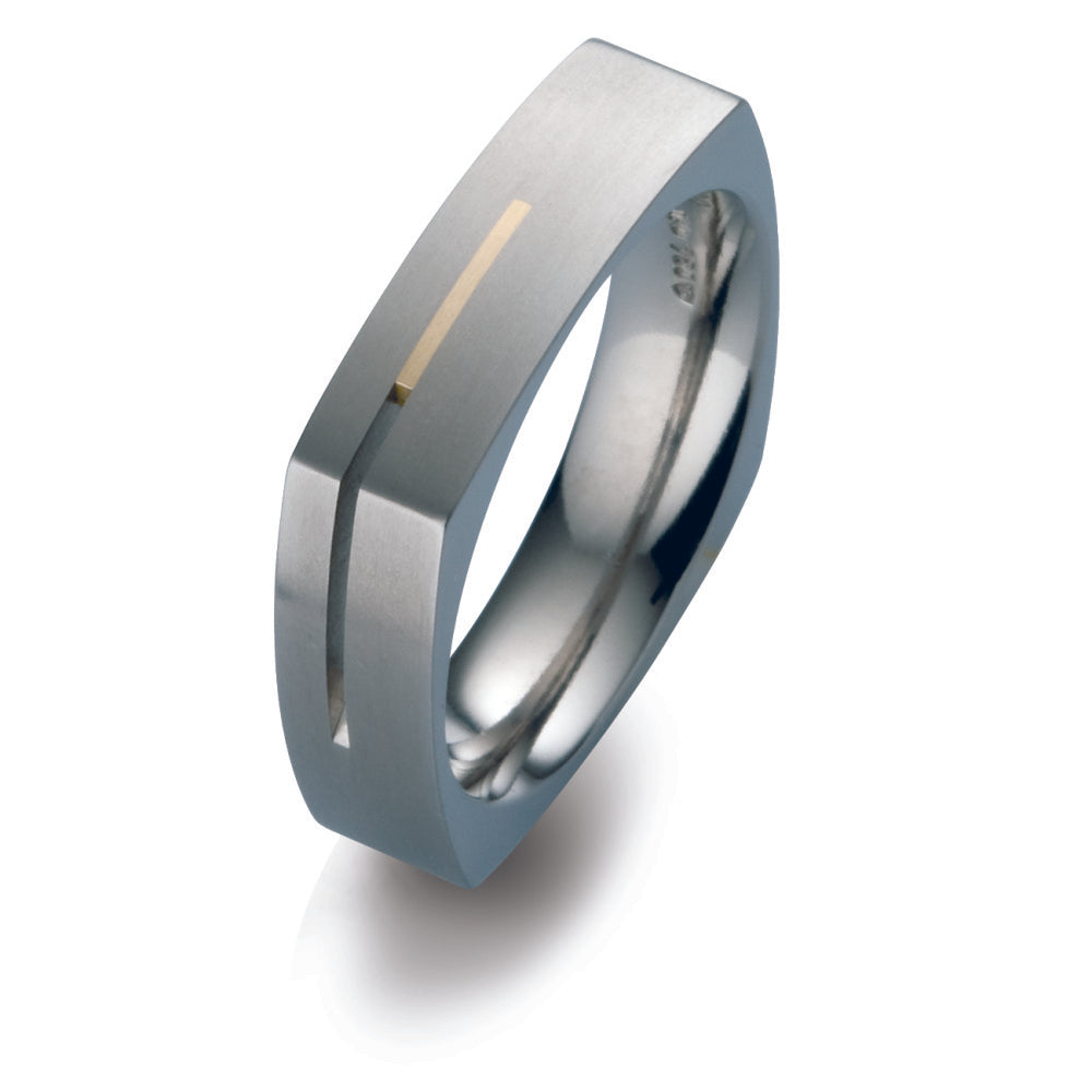 Wedding Ring Titanium, 18k Yellow Gold