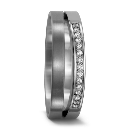 Wedding Ring Titanium Diamond 0.15 ct, 15 Stones, w-si