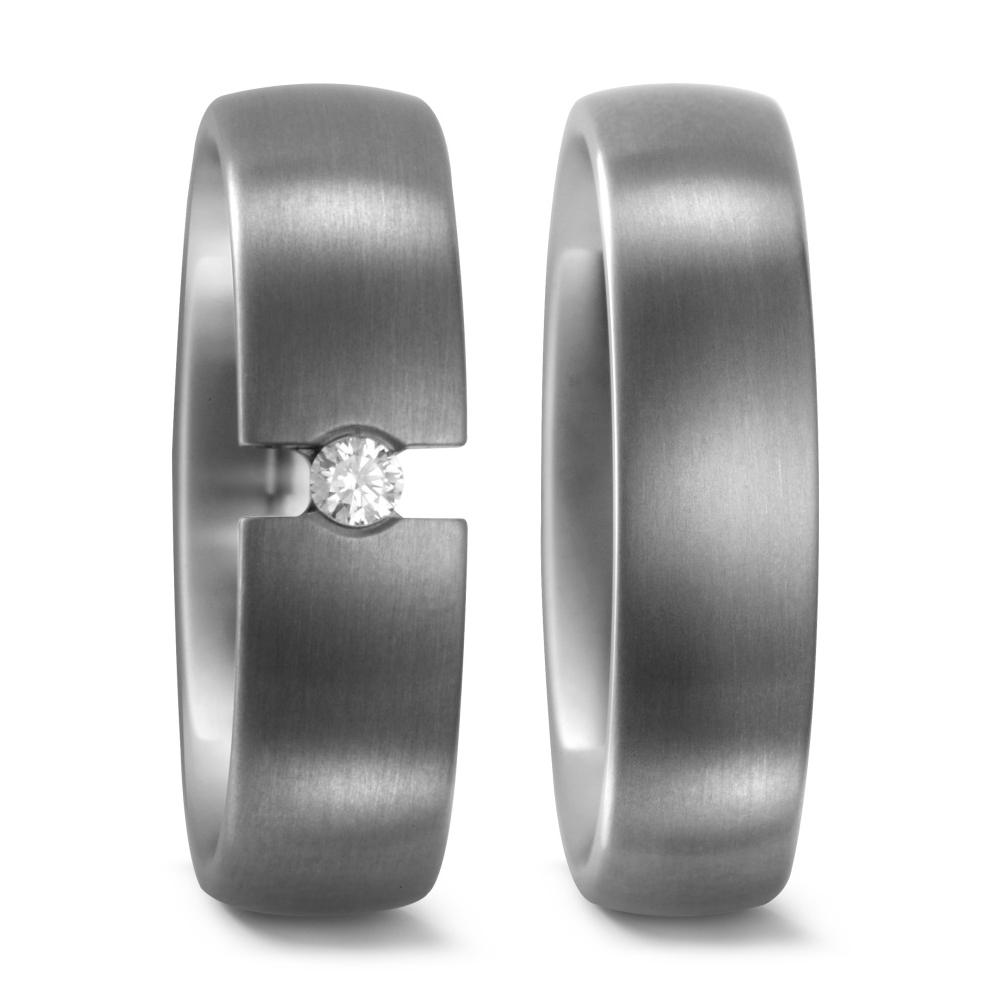 Wedding Ring Titanium Diamond 0.05 ct, w-si