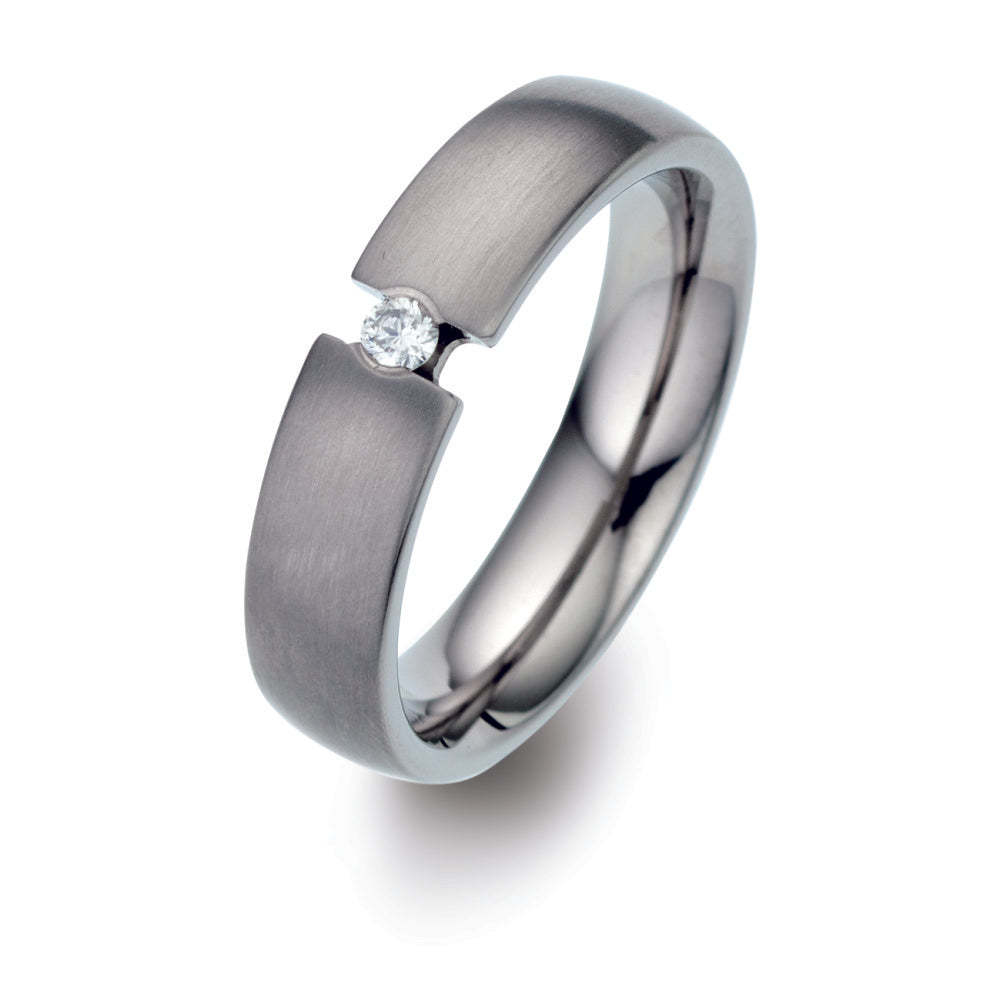 Wedding Ring Titanium Diamond 0.05 ct, w-si