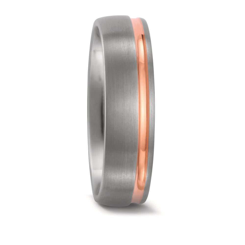 Wedding Ring Titanium, 18k Red Gold