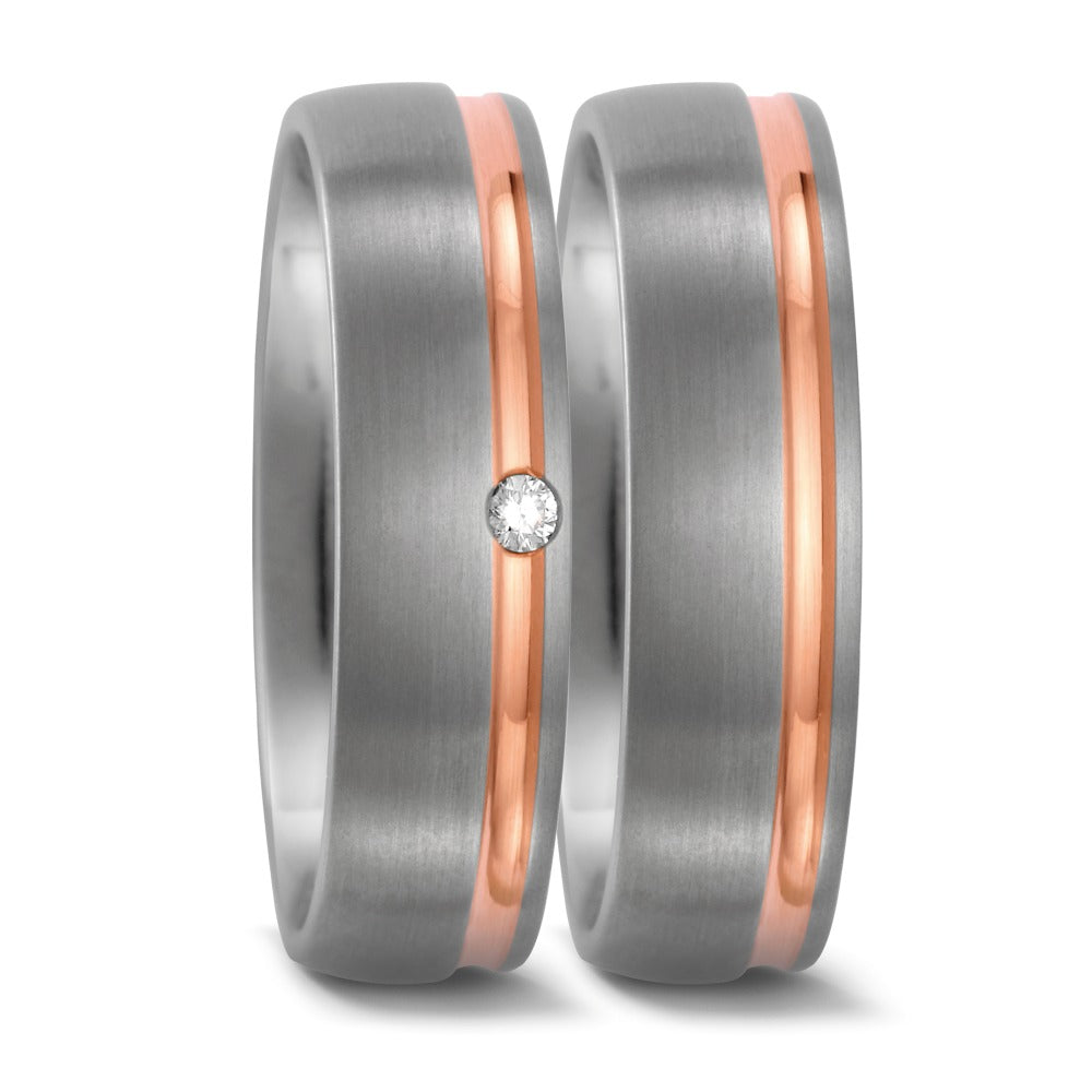 Wedding Ring Titanium, 18k Red Gold