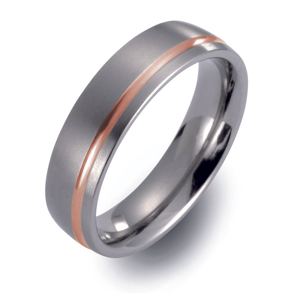 Wedding Ring Titanium, 18k Red Gold