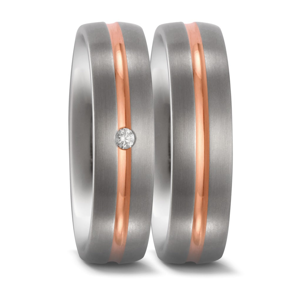 Wedding Ring Titanium, 18k Red Gold