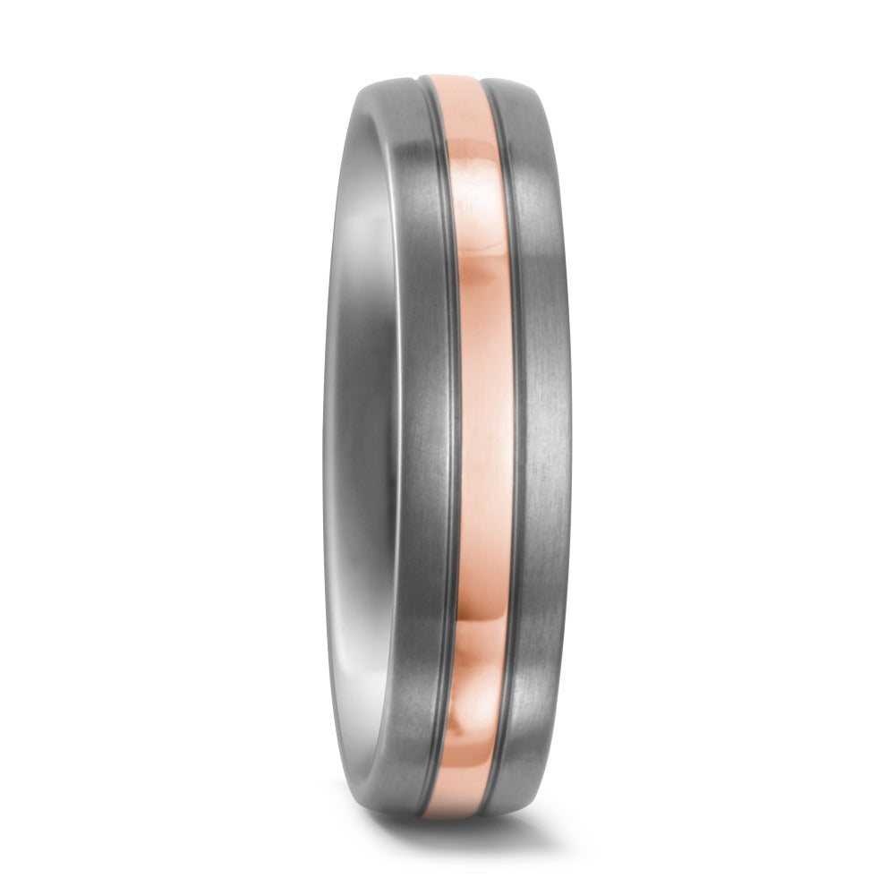 Wedding Ring Titanium, 18k Red Gold