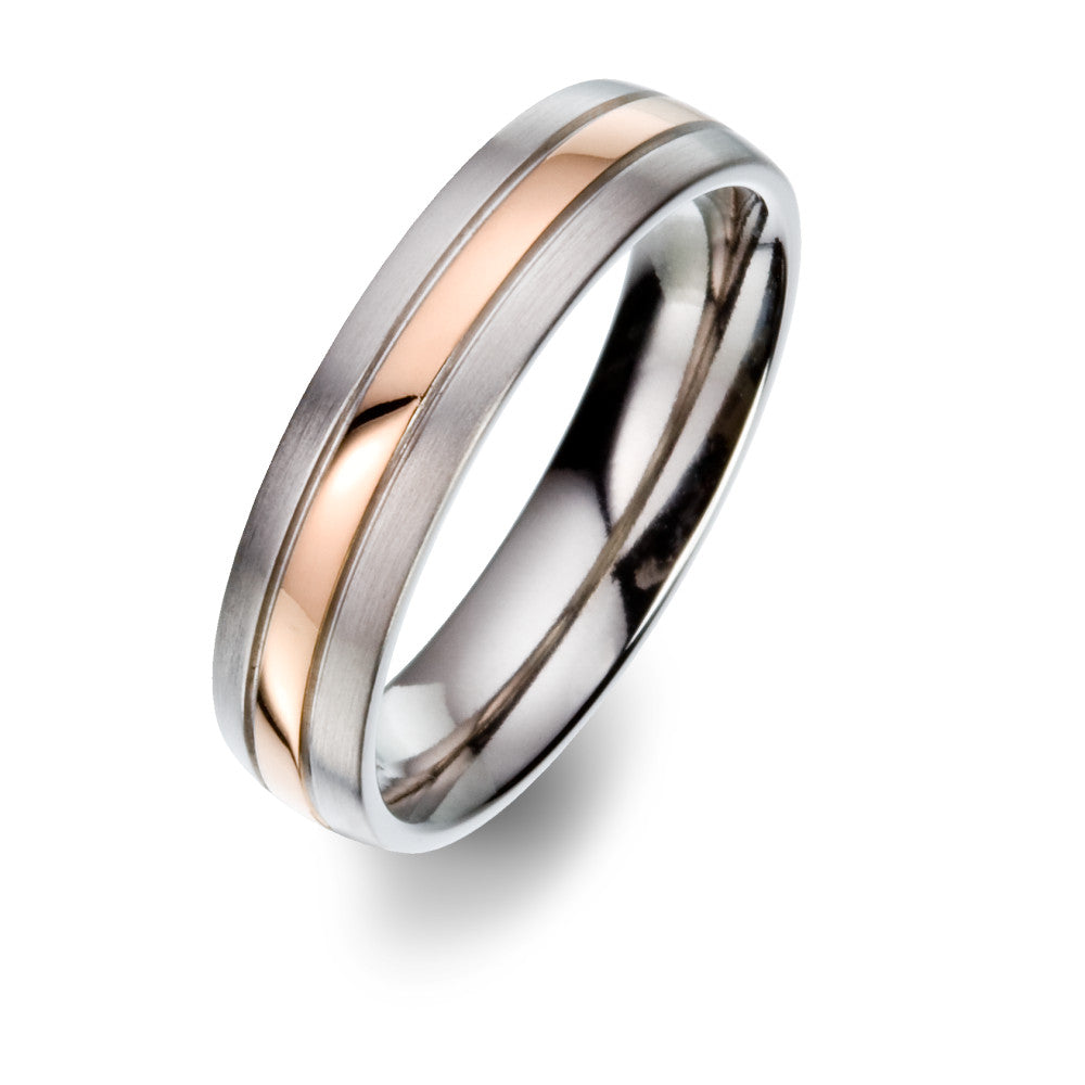 Wedding Ring Titanium, 18k Red Gold