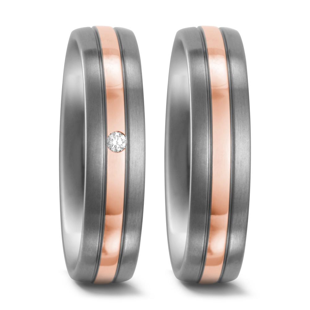 Wedding Ring Titanium, 18k Red Gold