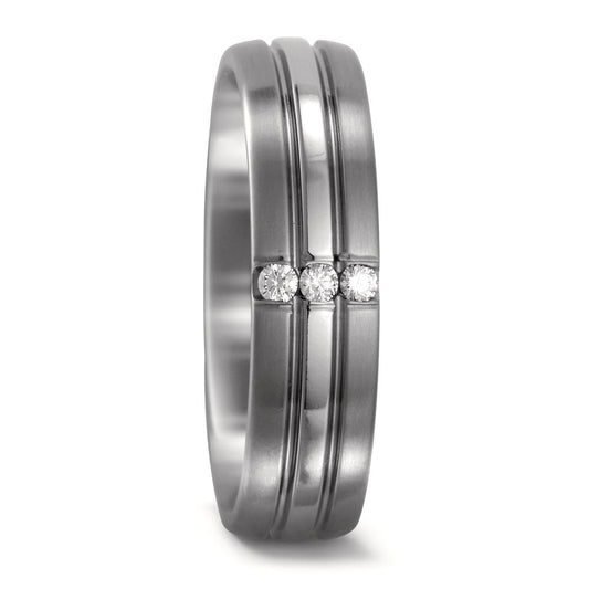 Wedding Ring Titanium Diamond 0.06 ct, 3 Stones, w-si