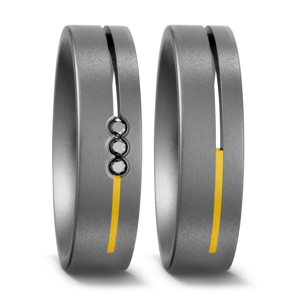 Wedding Ring Titanium, 18k Yellow Gold