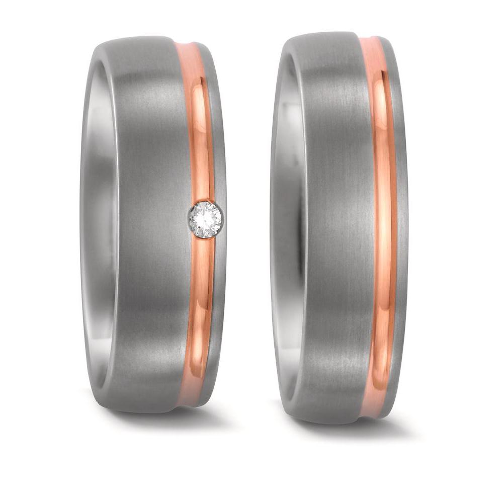 Wedding Ring Titanium, 18k Red Gold