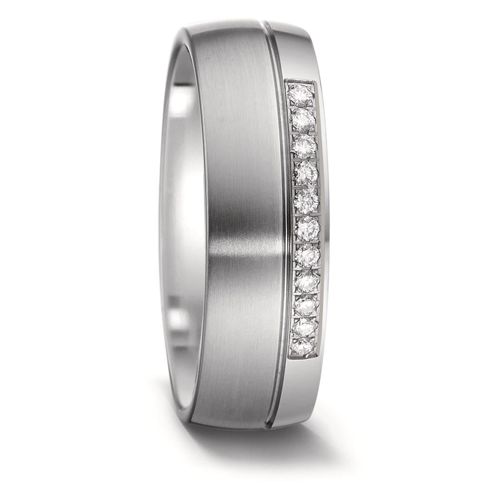 Wedding Ring Titanium Diamond 0.11 ct, 11 Stones, w-si