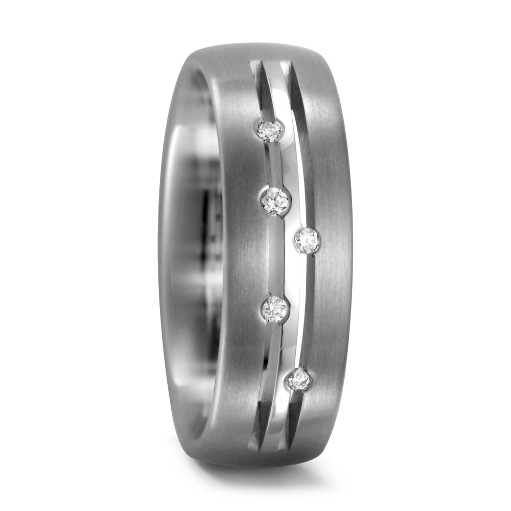 Wedding Ring Titanium Diamond 0.05 ct, 5 Stones, w-si