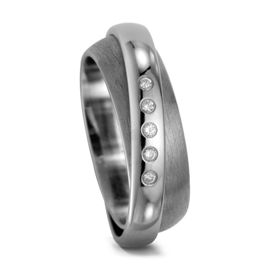 Wedding Ring Titanium Diamond 0.05 ct, 5 Stones, w-si