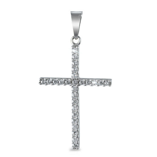 Pendant 18k White Gold Zirconia 26 Stones Cross