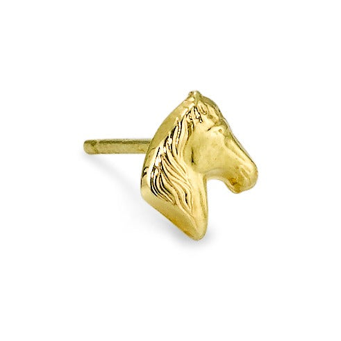 Single stud earring 9k Yellow Gold Horse