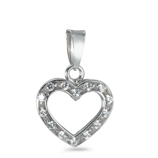 Pendant 9k White Gold Zirconia Heart