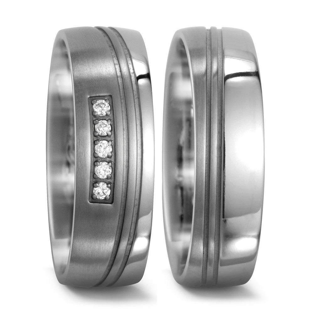 Wedding Ring Titanium Zirconia 5 Stones