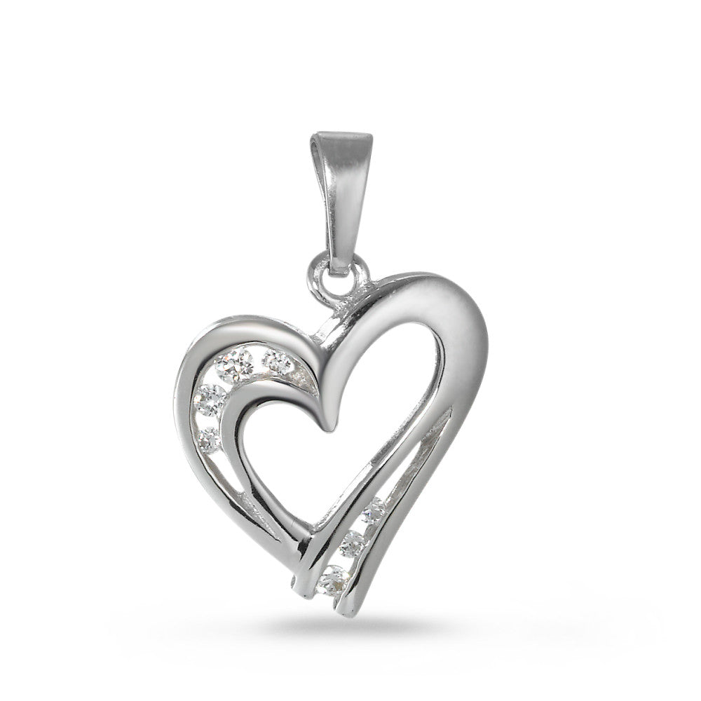 Pendant Silver Zirconia 7 Stones Rhodium plated Heart