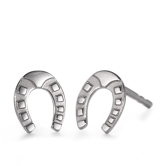 Stud earrings Silver Rhodium plated Horseshoe