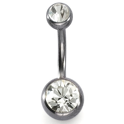 Navel piercing Titanium Crystal White, 2 Stones