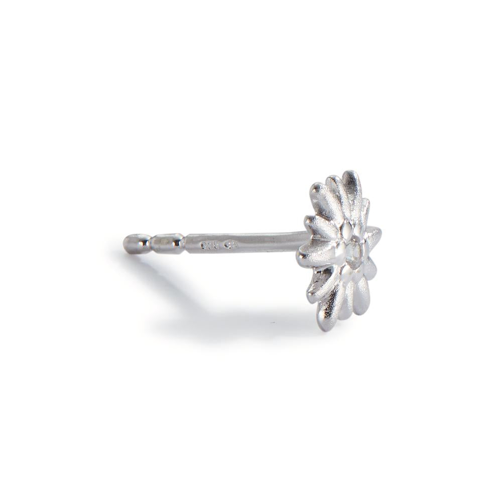 Single stud earring Silver Zirconia Rhodium plated Edelweiss Ø7 mm