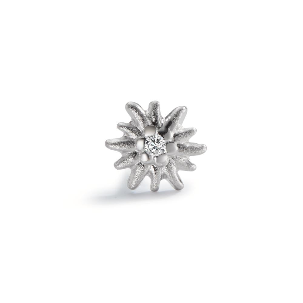 Single stud earring Silver Zirconia Rhodium plated Edelweiss Ø7 mm