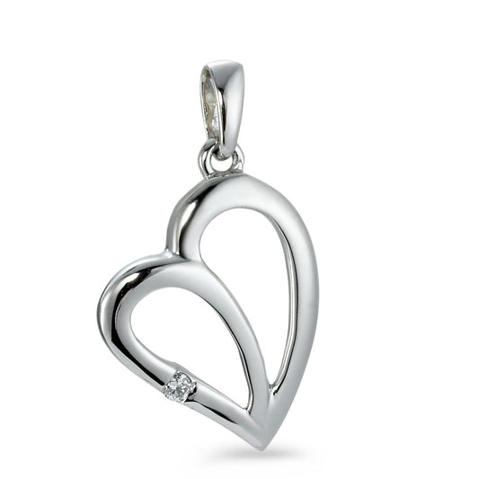 Pendant 18k White Gold Diamond 0.01 ct, w-pi1 Heart