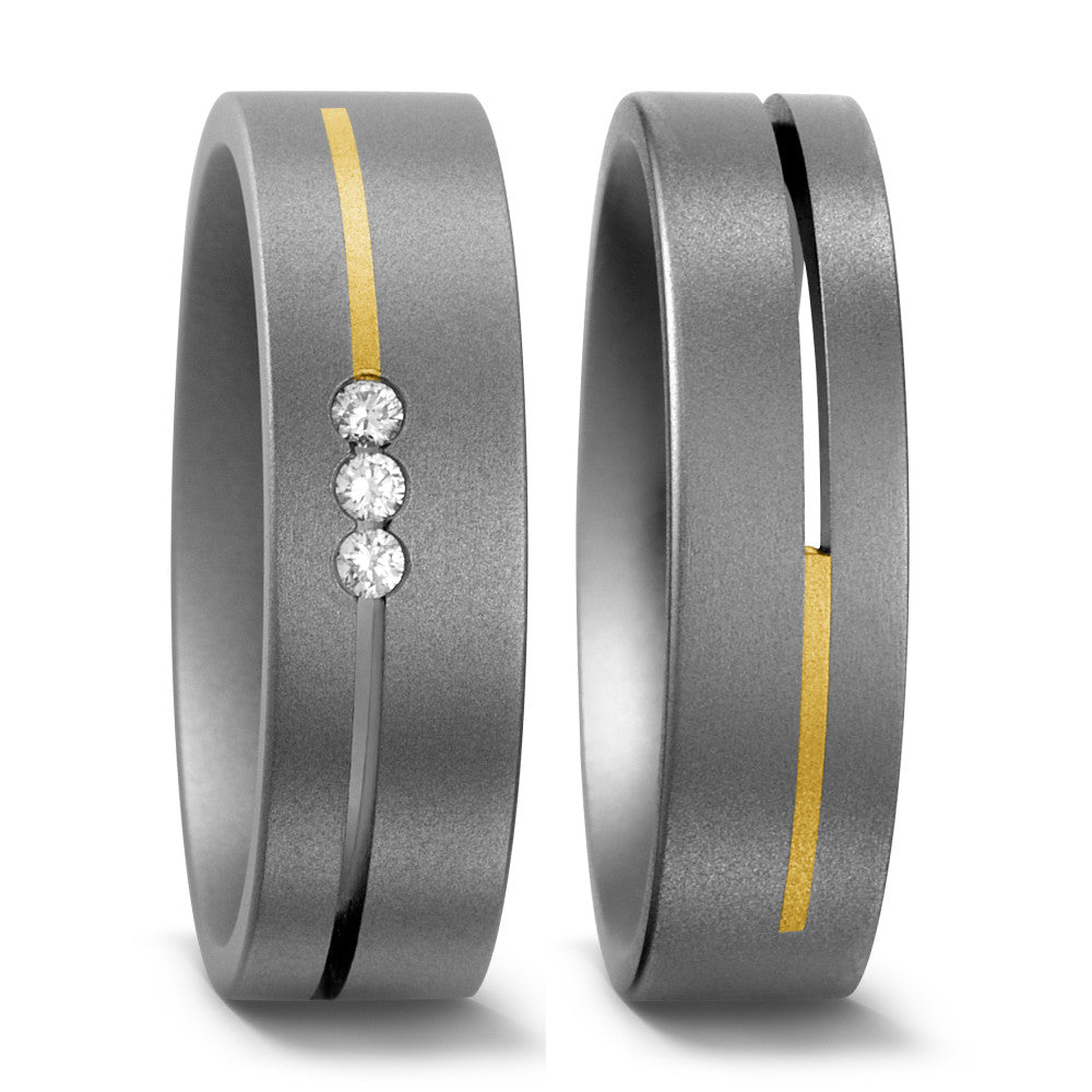 Wedding Ring Titanium, 18k Yellow Gold