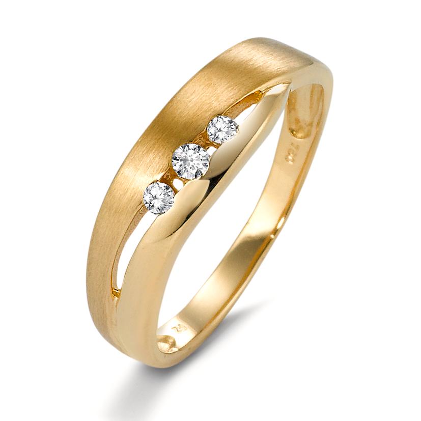 Ring 18k Yellow Gold Zirconia 3 Stones