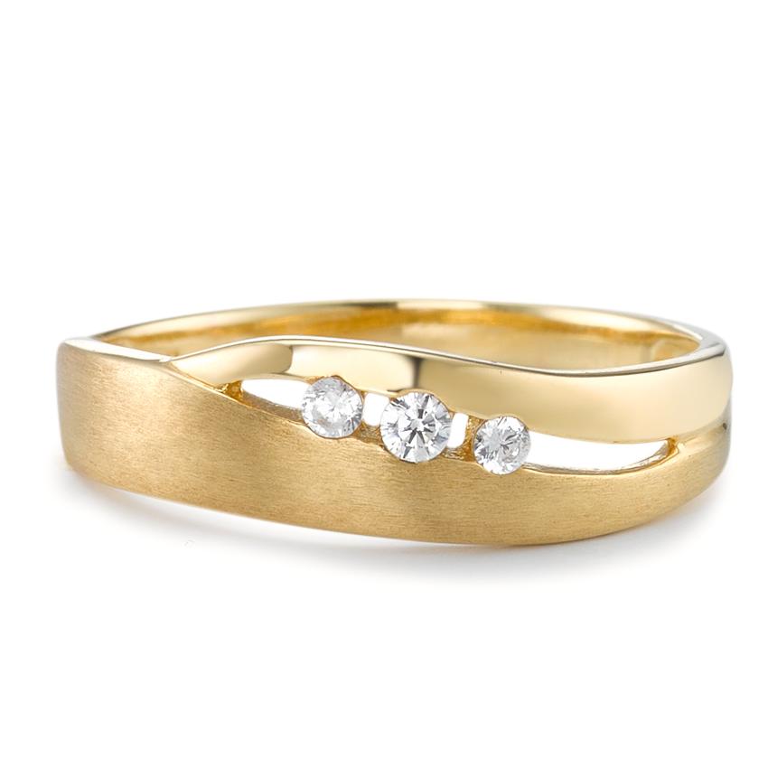 Ring 18k Yellow Gold Zirconia 3 Stones