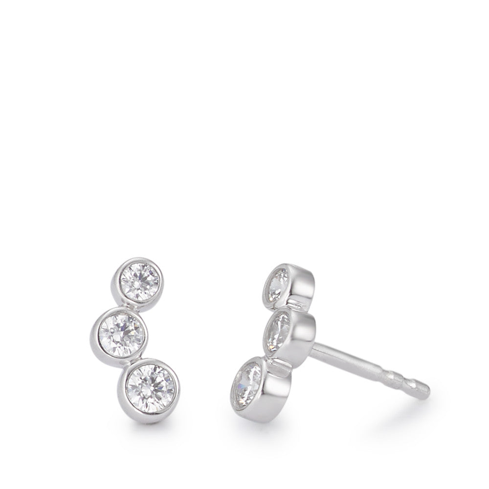 Stud earrings Silver Zirconia 6 Stones Rhodium plated