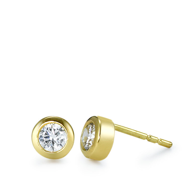 Stud earrings 18k Yellow Gold Zirconia 2 Stones