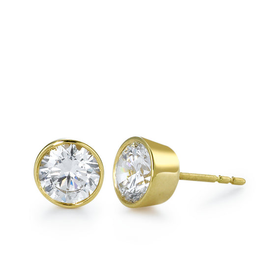 Stud earrings 18k Yellow Gold Zirconia 2 Stones