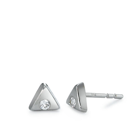 Stud earrings 18k White Gold Zirconia 2 Stones