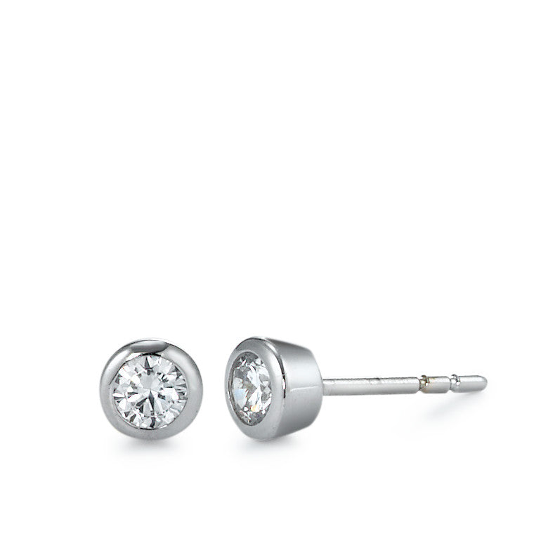 Stud earrings 18k White Gold Zirconia 2 Stones