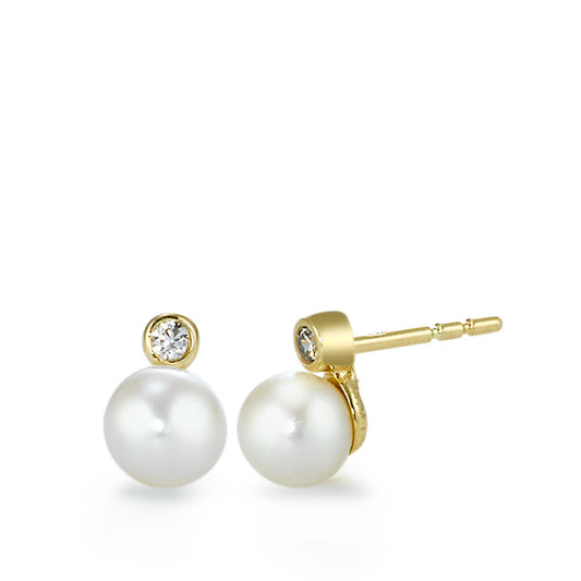 Stud earrings 18k Yellow Gold Zirconia 2 Stones