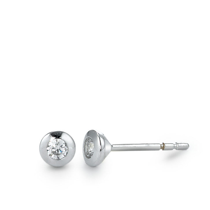 Stud earrings 18k White Gold Zirconia 2 Stones