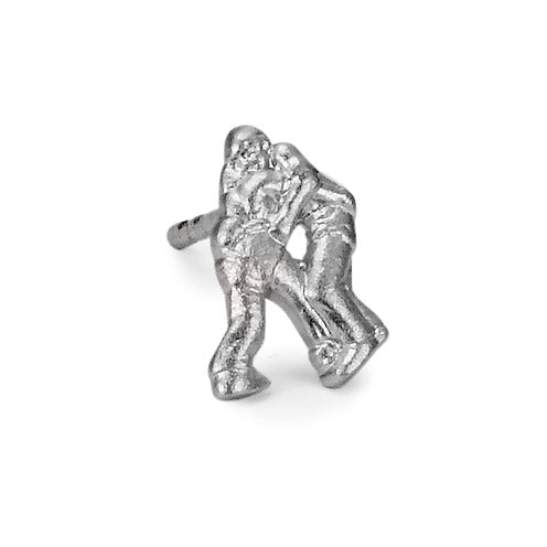 Single stud earring Silver Rhodium plated Swiss Wrestling