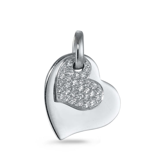 Pendant Silver Zirconia White Rhodium plated Heart