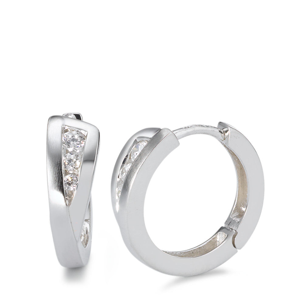 Hinged hoop Silver Zirconia White, 6 Stones Rhodium plated